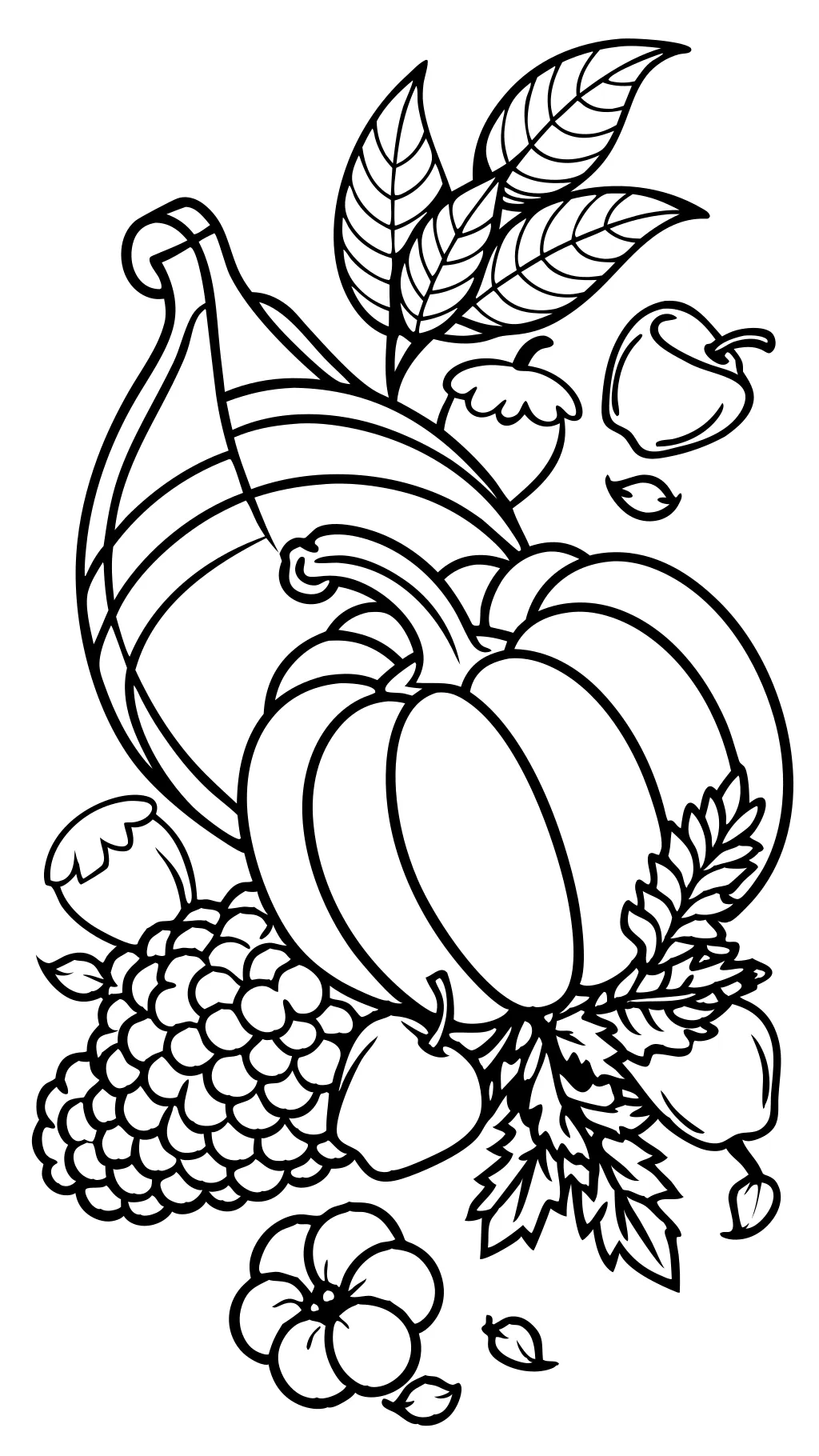 coloring page of a cornucopia